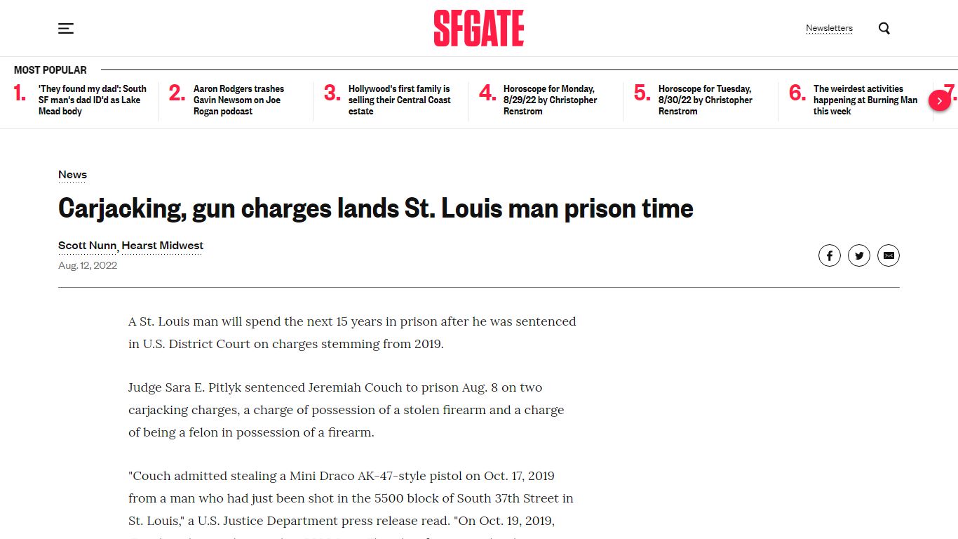 St. Louis, Missouri man sentenced 15 years in prison for carjacking ...